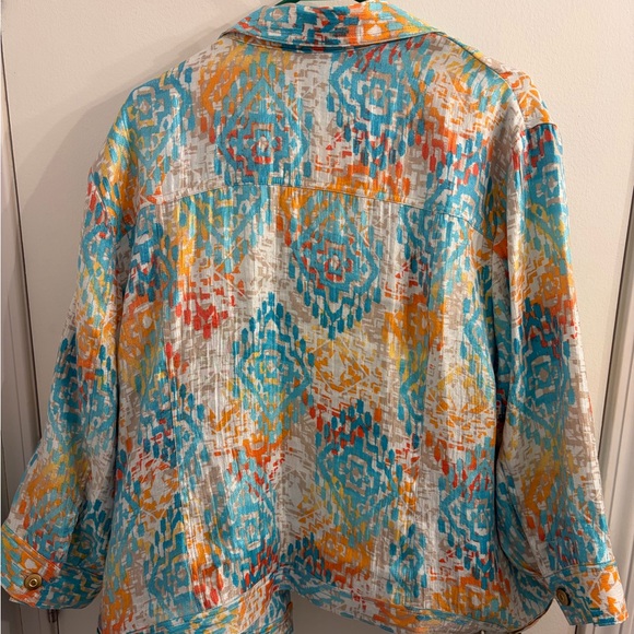 Ruby Rd. Turquoise and Orange Patterned Jacket - Picture 6 of 8